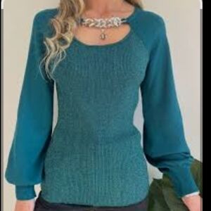 NWOT Cato Teal Crew Neck Sweater SZ-M